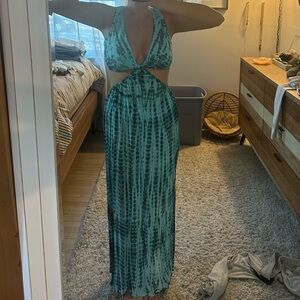 Elegant Teal Halter Maxi Dress